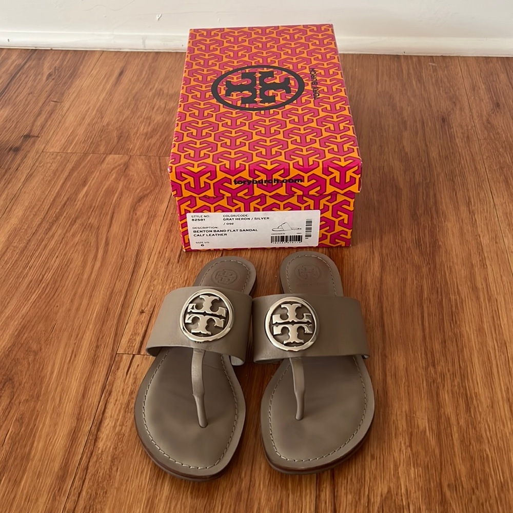 Tory Burch Gray Benton Band Sandal Size 6